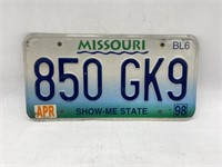 Vintage Missouri License Plate