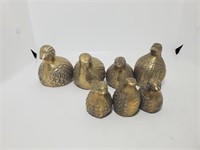 Set of Vintage Brass Quail Figurines