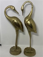 Pair of Brass Flamingos Mid Century Decor 14 1/2"