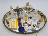 VTG Mirrored Tray with mini Perfumes & Bottles