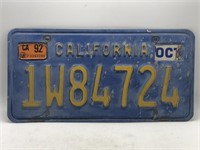 Vintage blue California license plate 1W84724