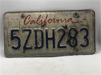 White California license plate 5ZDH283