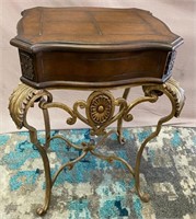 X - ANTIQUE 19TH CENT. SIDE TABLE W/STORAGE IN TOP