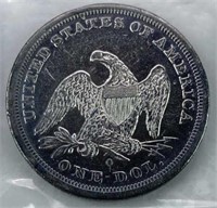 1860-O Type I Seated Liberty Dollar, VF-XF+ Detail