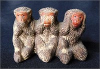 Vintage Three Wise Monkeys figurine, Japan -