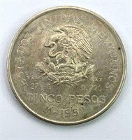 1952 Mexico Silver 5 Pesos, UNC w/ Luster