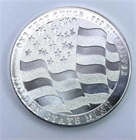 1oz Troy Silver Patriotic Eagle w/ Flag Round BU