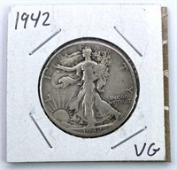 1942 Walking Liberty Silver Half Dollar, VG