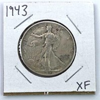 1943 Walking Liberty Silver Half Dollar, XF