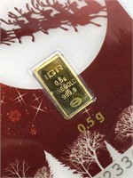 1/2g Gold IGR Refinery Bar in Christmas Card