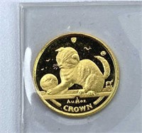 1/25th Oz Gold 2000 Isle of Man Cat Coin, Sealed