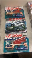 Three zoom copters, U.S. Army, etc.