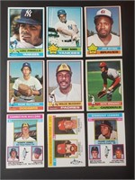 1976 Topps Baseball 9 Card Lot with HOF and Stars