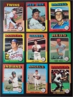 1975 Topps Baseball Card Lot 9 Cards Sharp Corners