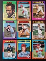 1975 Topps Baseball Card Lot 9 Cards Sharp Corners