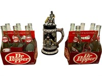 Vintage Dr. Pepper Bottles and Stein