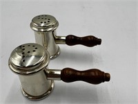 VINTAGE GAVEL SHAPE SALT & PEPPER SILVER PLATE