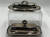 Pair of vintage butter dishes Oneida &