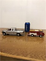 2 Toy Trucks - Tonka Metal Fire truck & Ford Truck