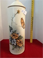 VINTAGE HAND PAINTED VASE  WITH LID