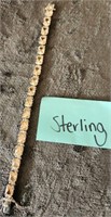 Q - STERLING SILVER & STONES BRACELET (S24)