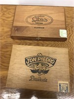 2 wood cigar boxes Cibao & Jon Piedro