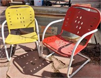 Super Cool pair Mid Century Metal Patio Chairs