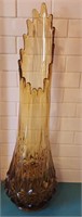MCM Glass Amber Vase Stretched, 2ft tall
