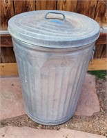 Vintage aluminum trash can with lid