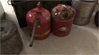 Red metal gas cans