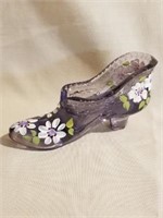 Fenton Handpainted Glass Shoe Vintage