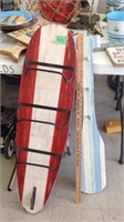 surfboard shelf, oar coat rack
