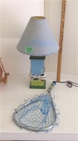 sailboat wood lamp and dip net decor