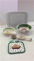 retro bowl, platter and accessories