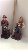 2-13" cowboy/cowgirl statues figurines