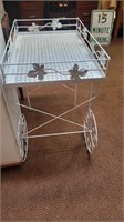 Vintage White Metal Garden Patio Cart