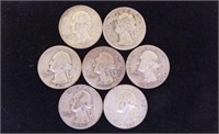 7 silver quarters and 2 silver dimes,