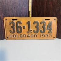 1933 Colorade License Plate