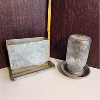 Vintage galvanized feeder and waterer