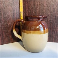 Brown and cream japanese ceramic pitcher