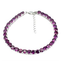 Natural Unheated Round Rhodolite Garnet Bracelet