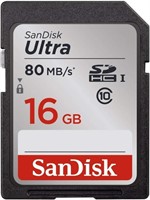 SanDisk 16GB Class 10 SDHC UHS-I Up to 80MB/s Me