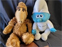 Baby Smurf and Alf dolls