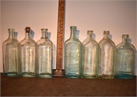 7 early glass bottles: Furst-McNess, Hoods, Pierce