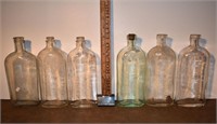 6 early glass bottles: Lydia E. Pinkham's, etc.; a