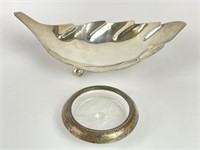 Sterling Silver Bowl & Sterling Rim Glass Coaster