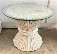 Rattan Side Table with Glass Topper