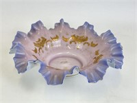 Ruffled Edge Glass Bowl with Gilt Accents