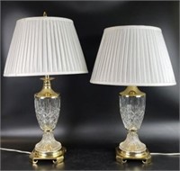 Pair of Crystal & Brass Lamps with Shades