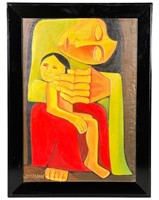 Oswaldo Guayasamin- Mother & Child Oil Painting